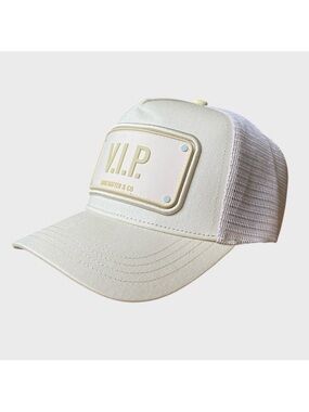 NWT John Hatter & Co VIP Trucker Hat Cap Ivory/Cream Adjustable Unisex Urban